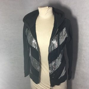 BCBG by Max Azria: sequin hooded sweatshirt